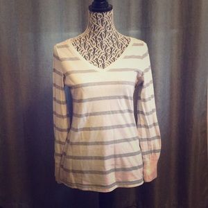 Striped long sleeve V neck